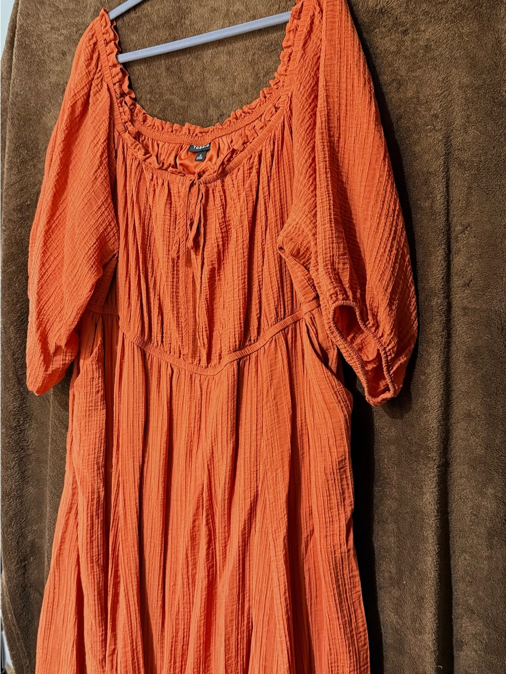 torrid Bright Orange Textured Midi Peasant Dress